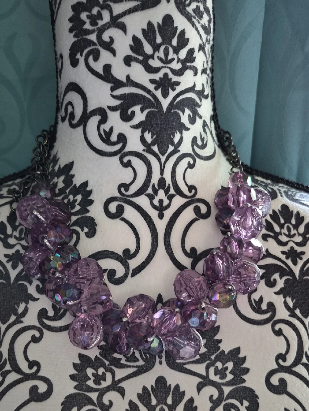 Lavender Crystal Cluster Necklace for Women